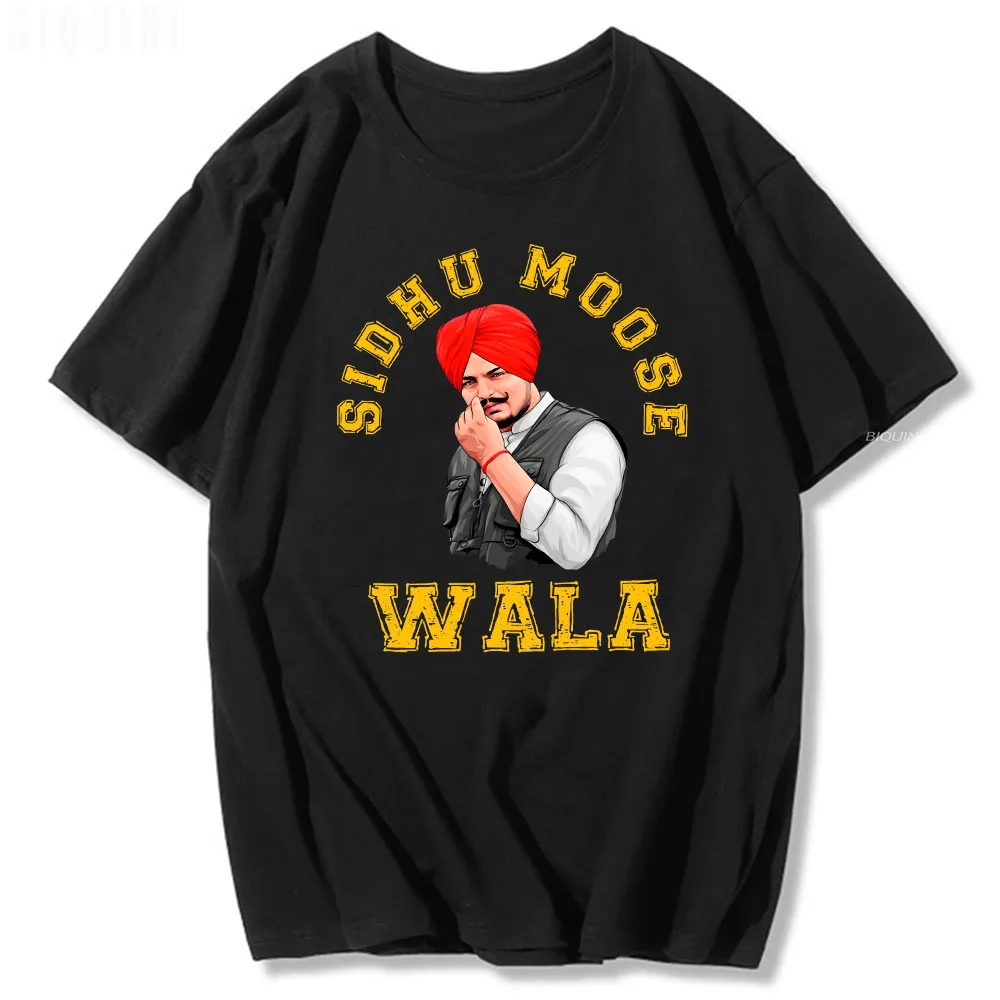 Sidhu Moose Wala T-shirt Retro Mens Shirts 100 Cotton Indian Rapper Graphic Tees Unisex Short Sleeve Aesthetic Punk Print O-Neck