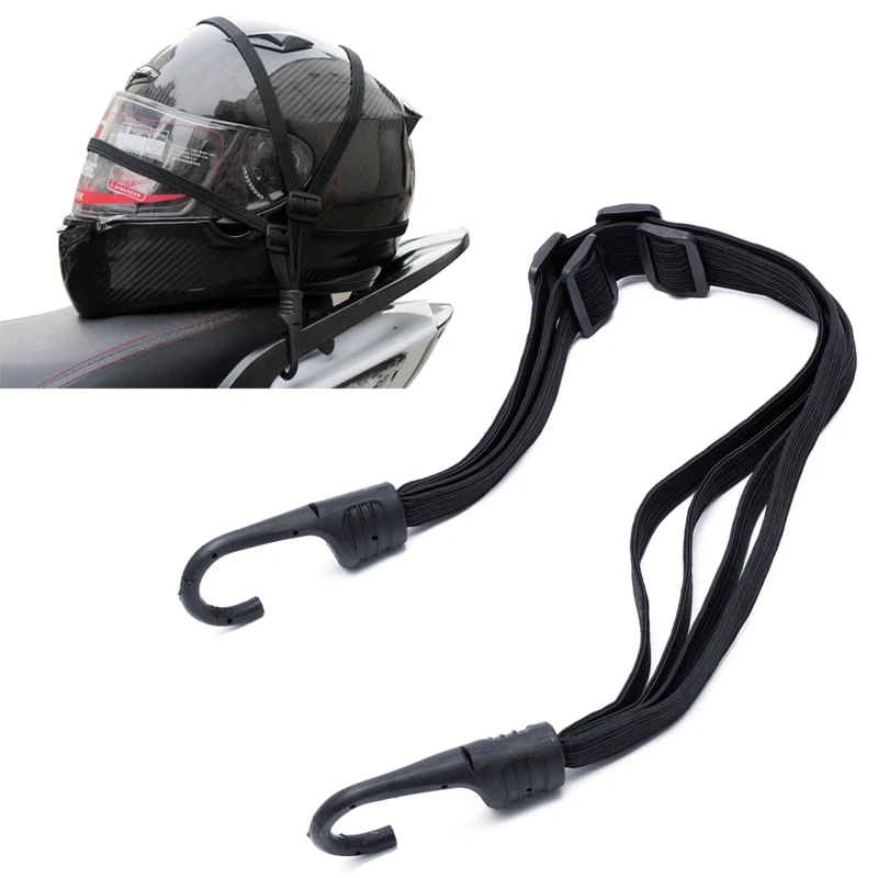 

Motorcross Helmet Luggage Rope Retractable Elastic Rope Strap Bungee Cord Motorcycle Bandage Strapping Tape with 2 Hooks