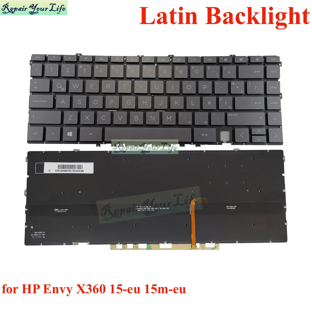 Фото Клавиатура с подсветкой US UK LA/латинская JPA для HP Envy X360 15-EU 15M-EU TPN-149 15-EU0003CA 15-EU0010CA EU0013CA EU0043DX №4