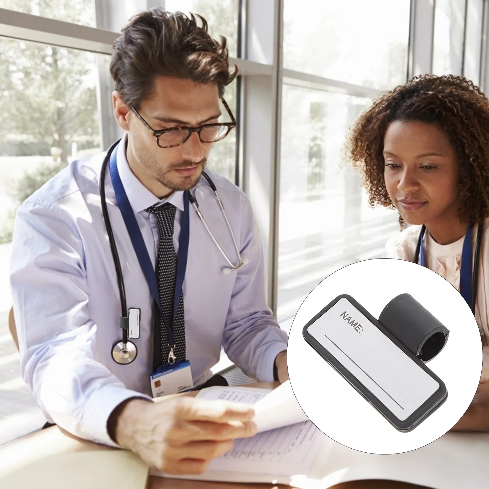 

5 Pcs Stethoscope Name Tag Tube PP Replacements Two Sided Holder Accessories Card