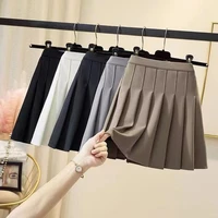 solid color pleated skirts women fashion high waist preppy style mini skirt womens korean chic street a line skirt xxl