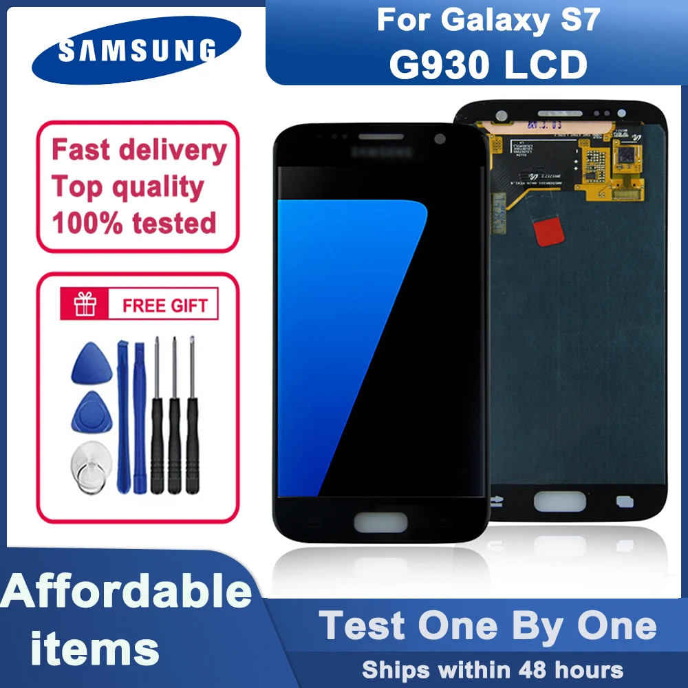Купи 5, 1 "Оригинальный ЖК-дисплей для Samsung Galaxy S7 G930 G930F, ЖК-дисплей с сенсорным экраном и дигитайзером в сборе для Galaxy S7 G930, ЖК-дисплей за 1,561 рублей в магазине AliExpress