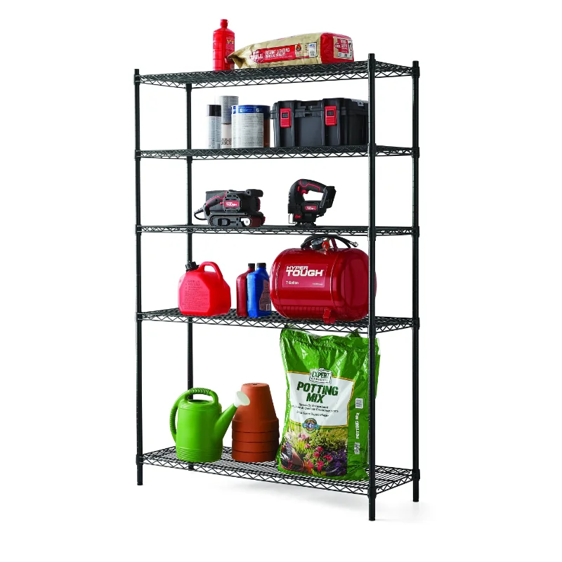 

Hyper Tough Heavy Duty 5 Tier Wire Shelf, Black, 3000 Lb Capacity 16.00 X 48.00 X 72.00 Inches Closet Organizer Home Organizer