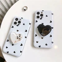 cute flowing beads love folding stand girl female soft case for iphone 11 12 13 pro max 7 8 plus xr x xs anti drop cover fundas