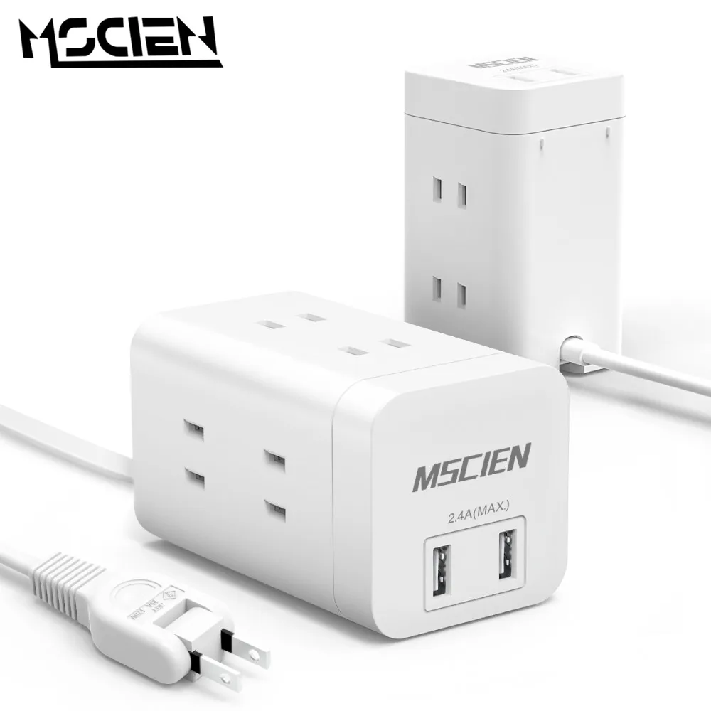 

MSCIEN JP Standing Tower Power Strip Socket Extension Cord 3M Cable 6 AC Outlets & USB Surge Protector Vertical Socket for Home