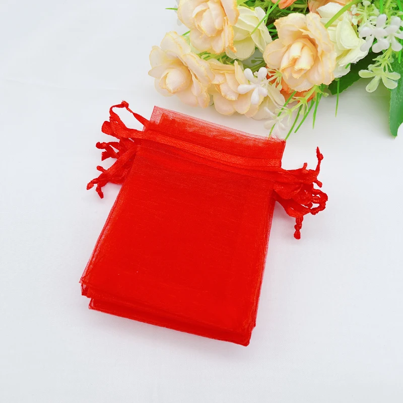 100 шт. красный подарочный пакет прозрачный мешок из органзы красные подарочные