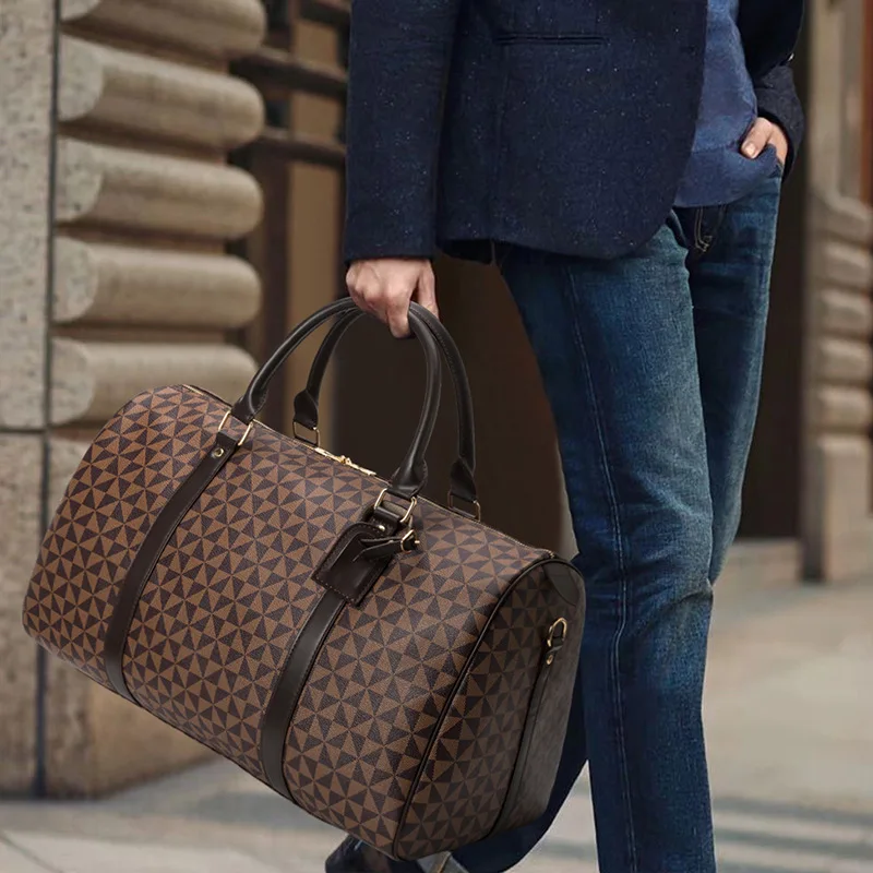Fashion Waterproof Pu Fitness Handbag For Men Leather Shoulder Bag Business Large Travel Tote Luggage Bag For Male