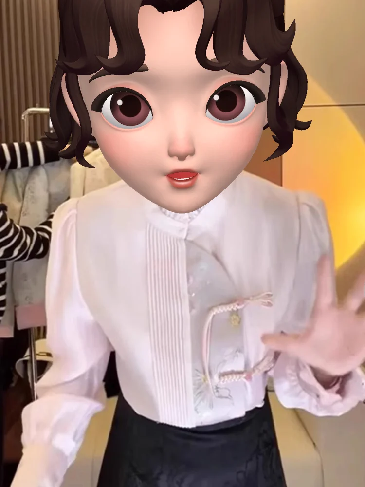 Новая китайская национальная модная рубашка со снежинками и воротником-стойкой