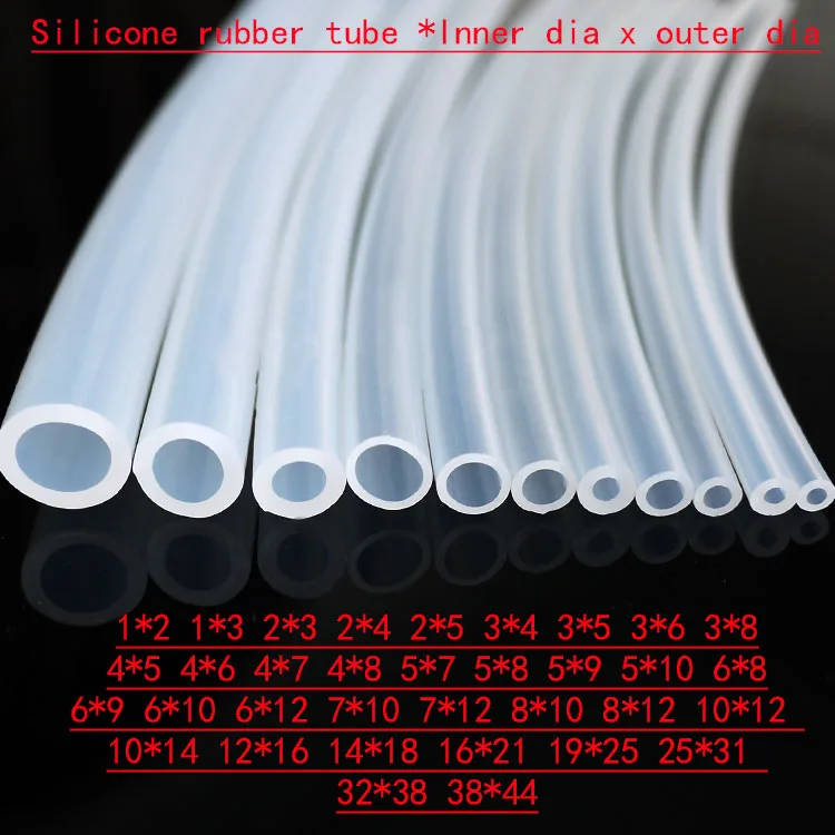 

Silicone rubber tube 1x2 1x3 2x3 2x4 2x5 3x4 3x5 3x6 3x8 mm transparent clear pipe Hose medical plumbing