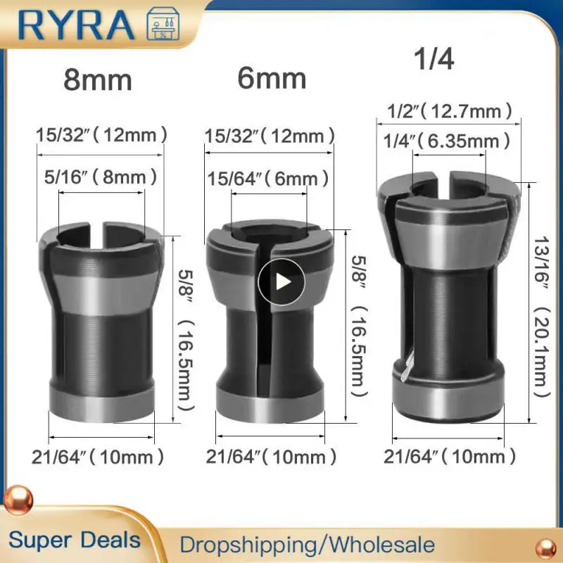 1~10PCS /Lot High Precision Die Angle Grinder Router Tools Adapter Chuck Collet Replacement 6mm 6.35mm 8mm Angle Grinder Bit