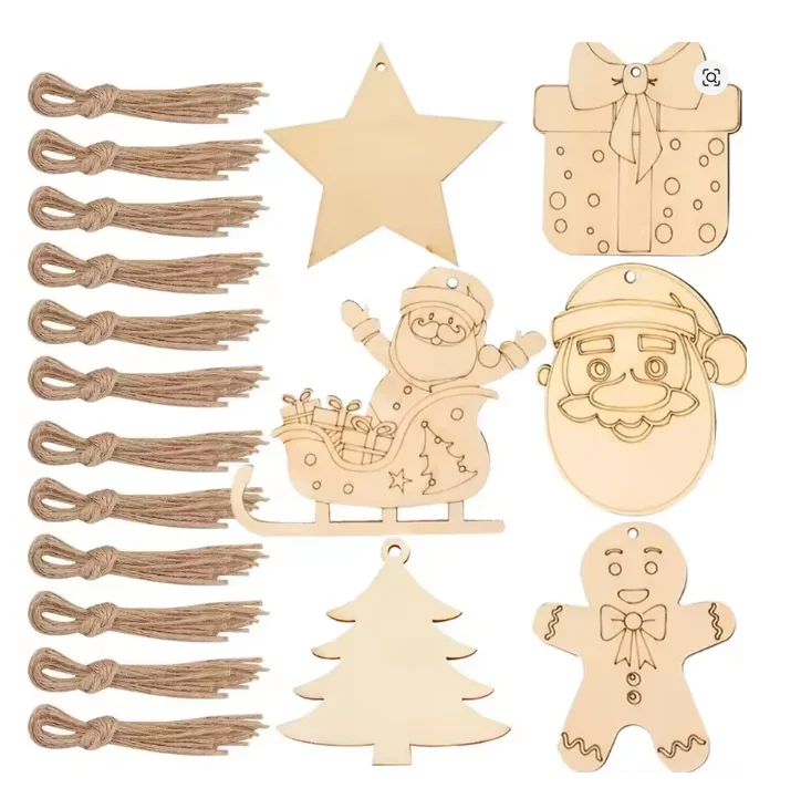 

6 стилей, пустые деревянные рождественские елочные украшения для рождественской елки, подвесные ломтики дерева для рукоделия, художественные ремесла