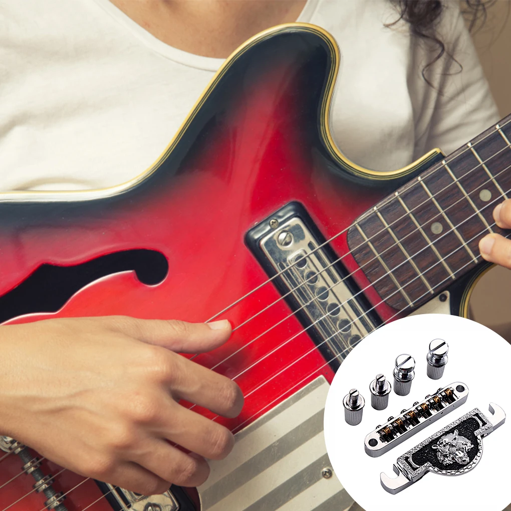 

Universal Electronic Guitar Bridge Tailpiece Repair Kit with 4 Posts Musical String Instrument Replacing Parts Accessories