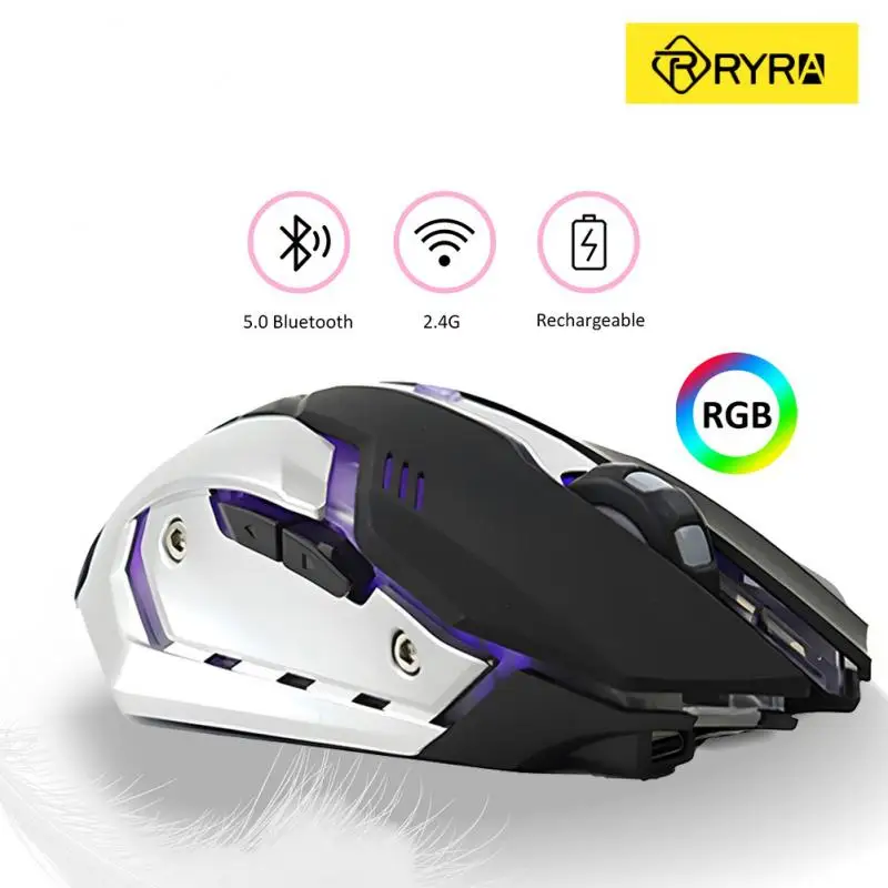 

RYRA беспроводная мышь 2,4 ГГц перезаряжаемая эргономичная светодиодная оптическая Тихая мышь Мыши для Windows/Mac OS/Android/iPadOS