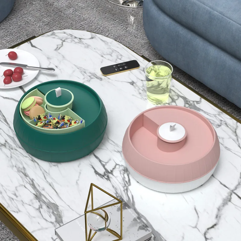 

Автоматический вращающийся лоток для фруктов, многофункциональный лоток для закусок, двухслойный лоток для фруктов, коробка для конфет, ко...