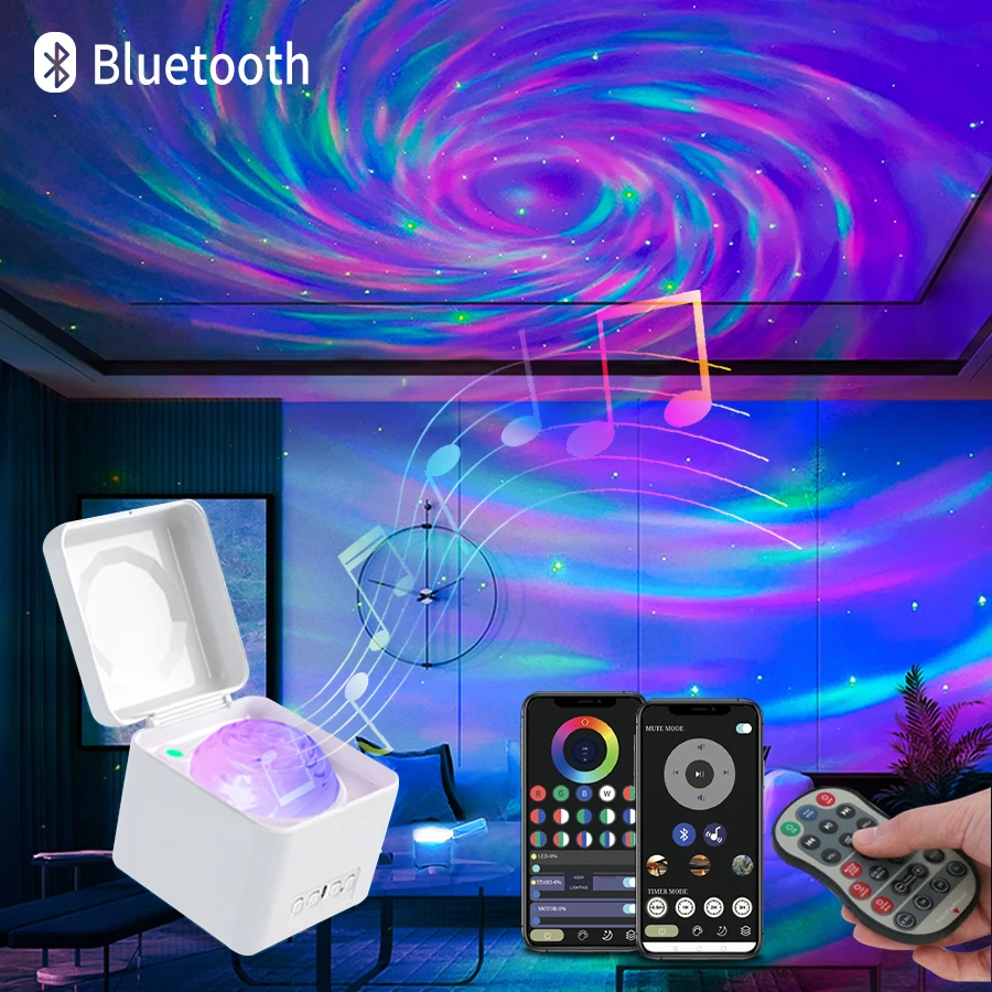 

Звездный проектор Galaxy Nebula с Bluetooth, музыкальный динамик, звездное небо, проекционная лампа, светодиодный ночник, декор для спальни, подарок для детей