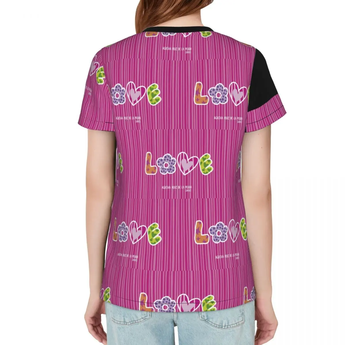 Фото Футболка с узором Agatha Ruiz-De La-Prada, женские футболки с короткими рукавами, одежда с круглым вырезом, хлопковые летние футболки, уличная одежда №3