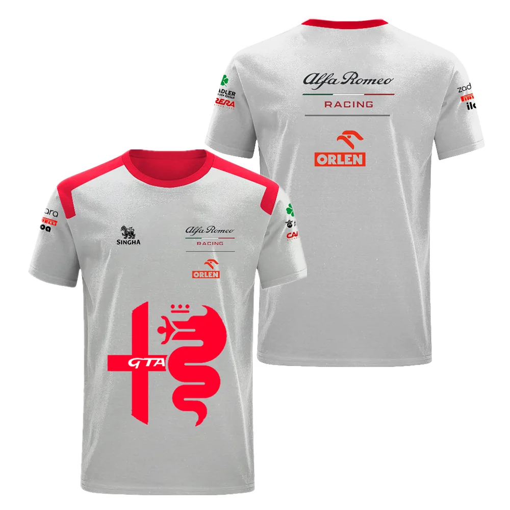Alfa Romeo T-shirt F1 Team Racing T-shirt 2022 3D Print Bay Men's Fashion Crew Neck Quick Dry Sports T-shirt Children's Shirt