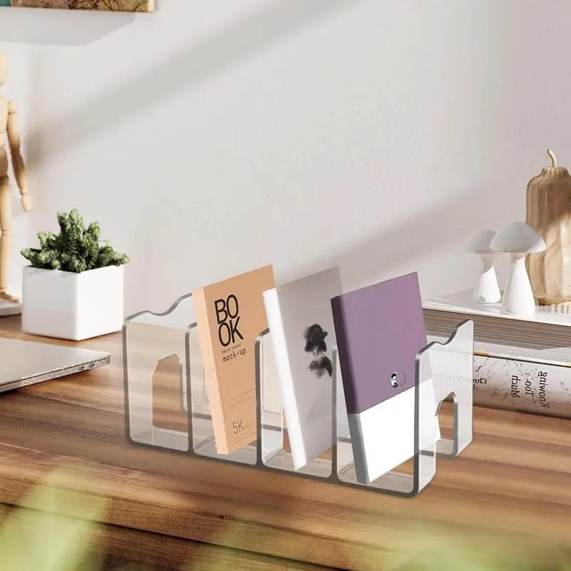 Прозрачный разделитель для книг с 4 ячейками настольный органайзер прозрачная