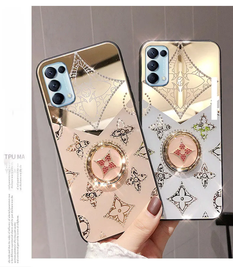 

Mirror Leaf Diamond Holder Stand Finger Ring Cover For Xiaomi 12 12x cc9 10 Pro Redmi Note 9 9s Pro Max Lite 8 10x 9t K20 Case