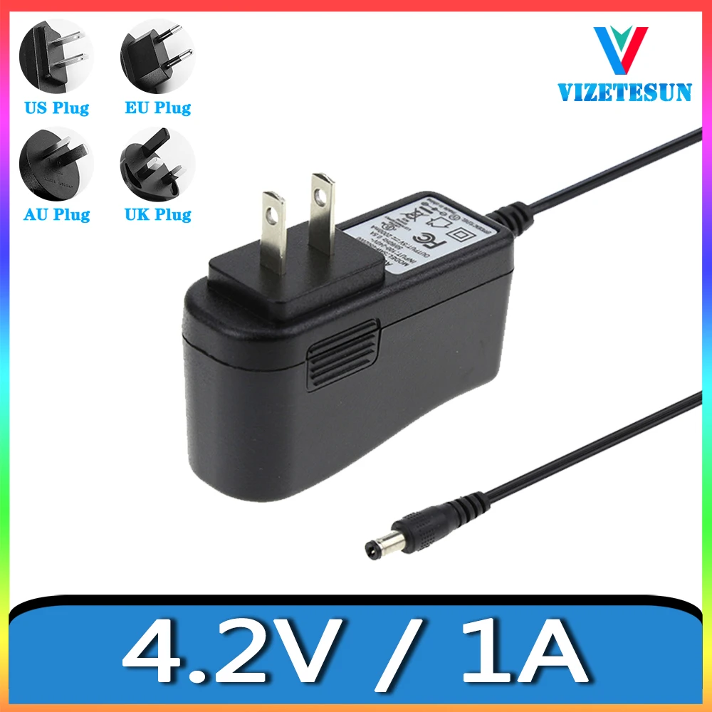 

British Standard 4.2V 1A Lithium Battery Charger 4.2V 1000MA Regulated Power Cord DC 5.5*2.1MM
