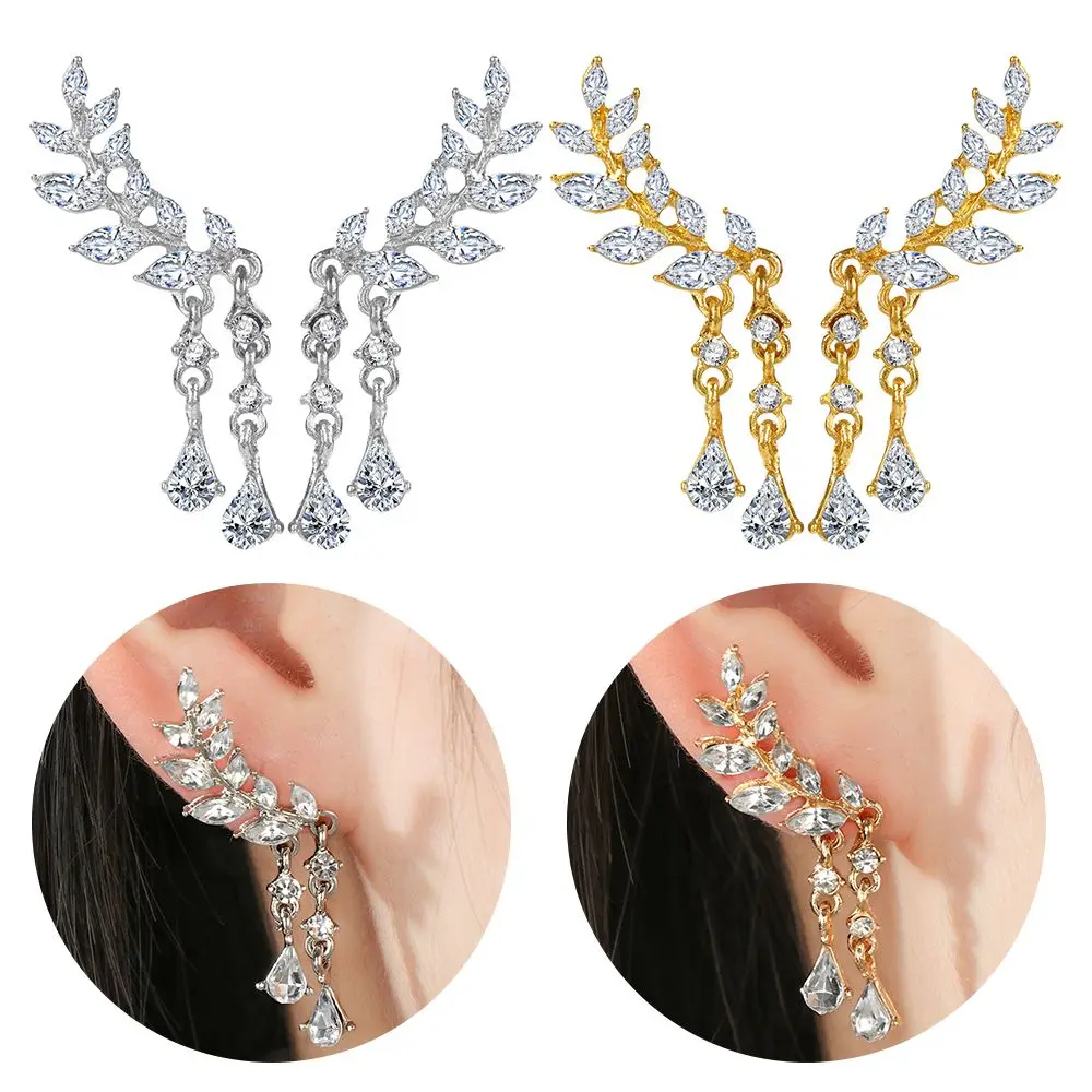 

Water Drop Jewelry Gift Flash Women Lady Crystal Tassels Rhinestone Earrings
