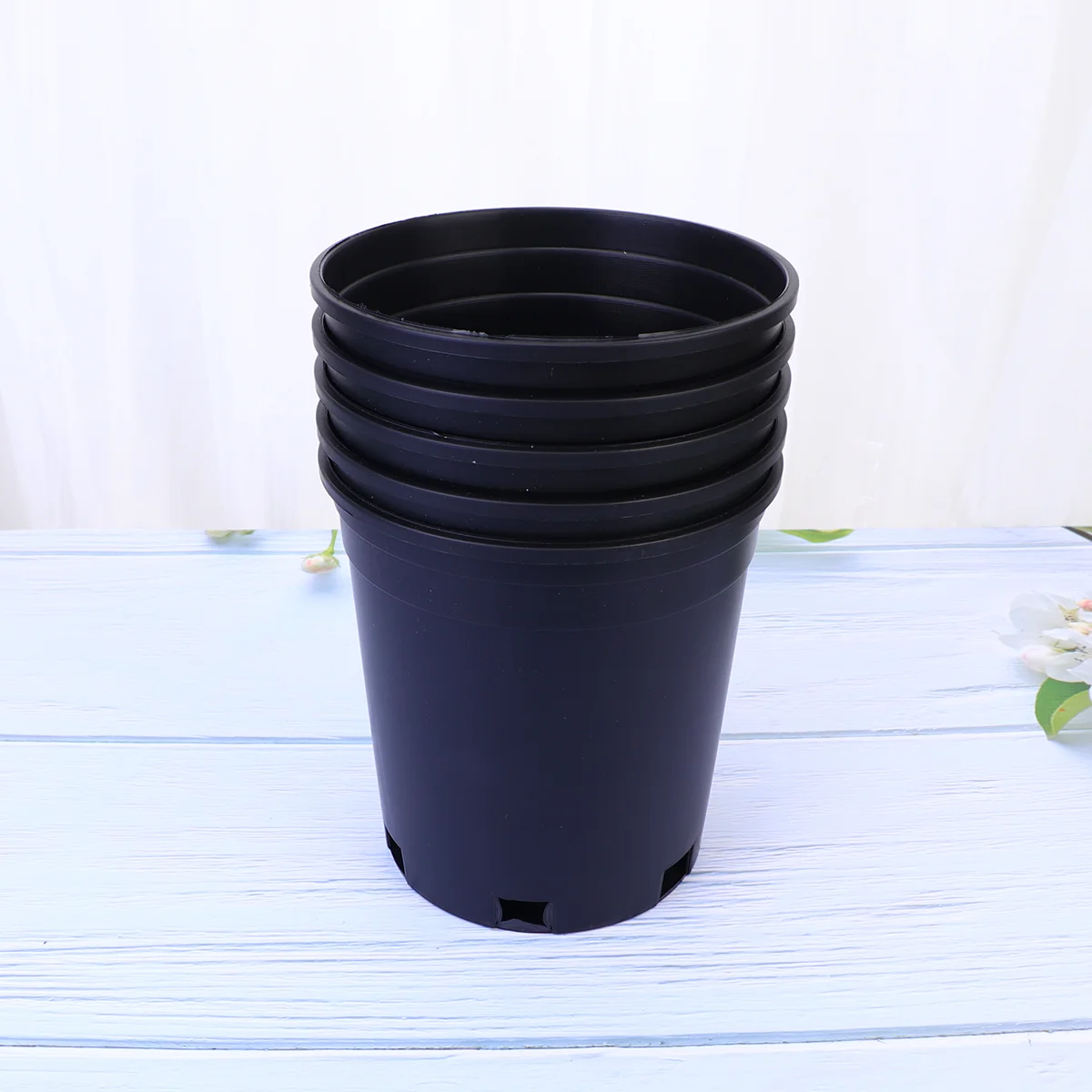 

5pcs Flower Nursery Pot Round Pot Garden Starter Pots Grow Vase Container ( Black 1 Gallon Capacity ) Seeds for planting