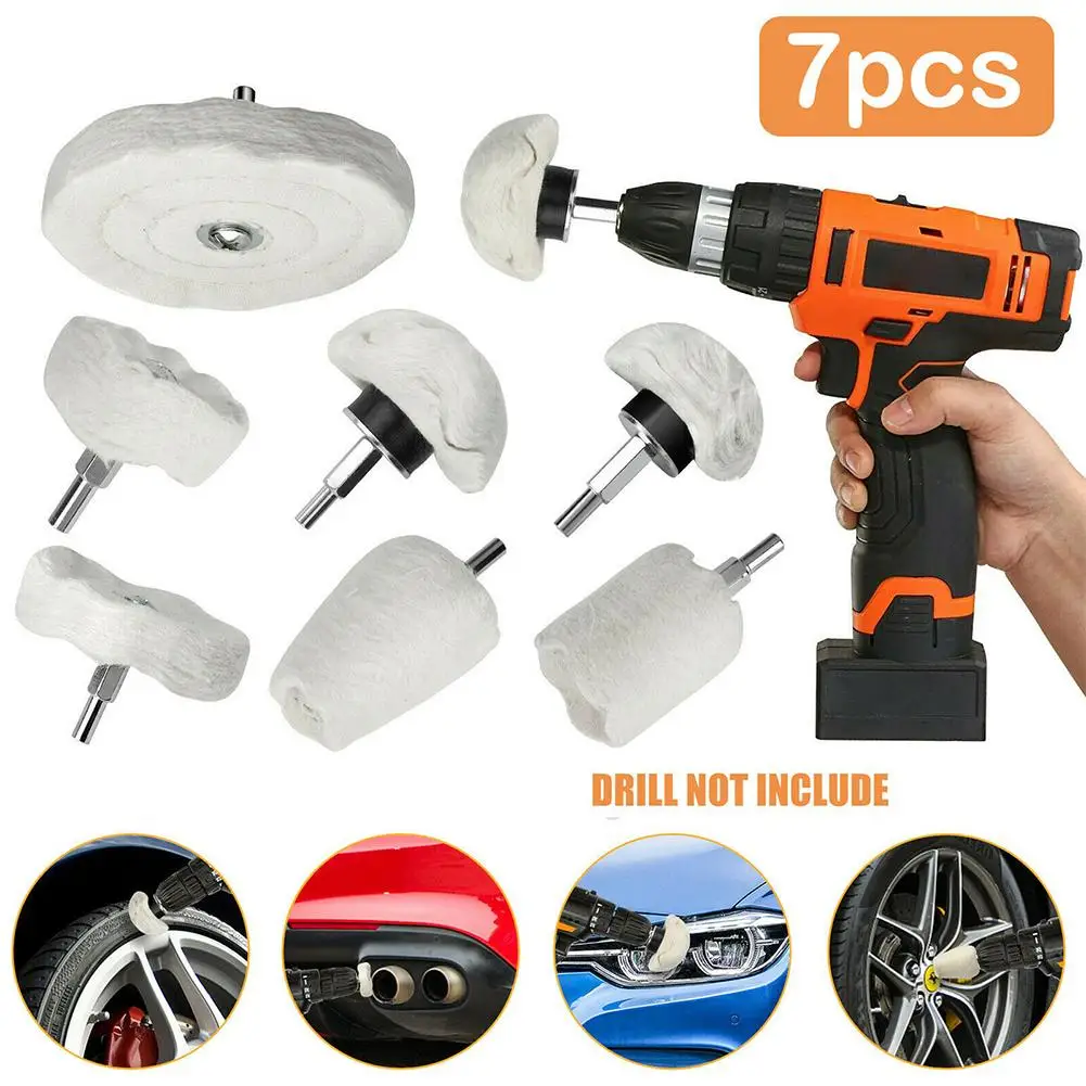 

7pcs Polishing Pad Buffing Wheel Kit Car Polishing Buffing Pads Polisher Aluminum Alloy Stainless Steel Mop Wheel Drill Kit