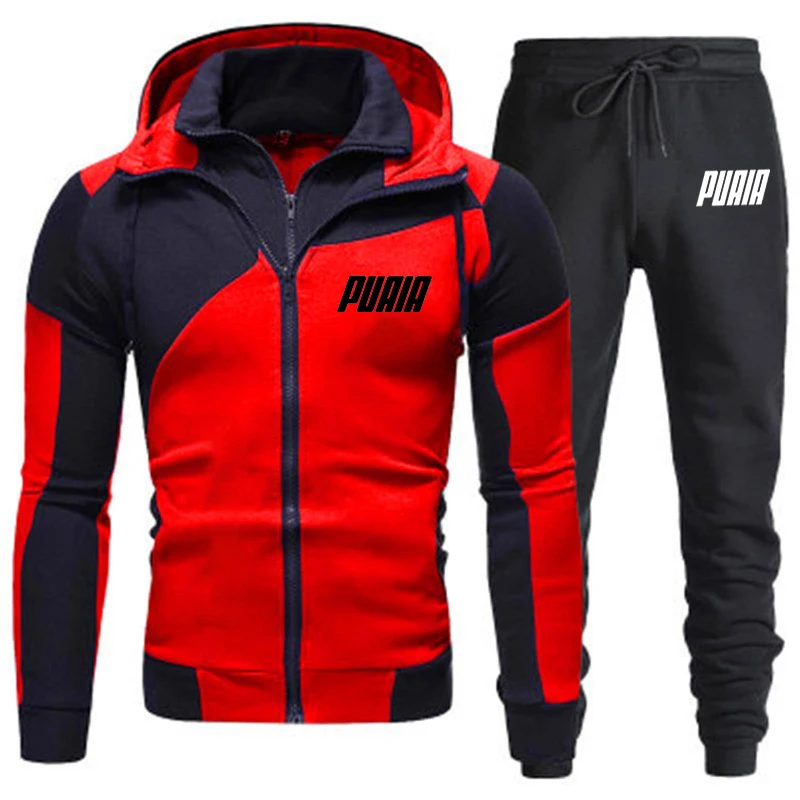 2023 New Men's Zipper Hoodie Solid One Piece Men's Autumn and Winter Hoodie Fashion Casual Sports Two Piece Set
