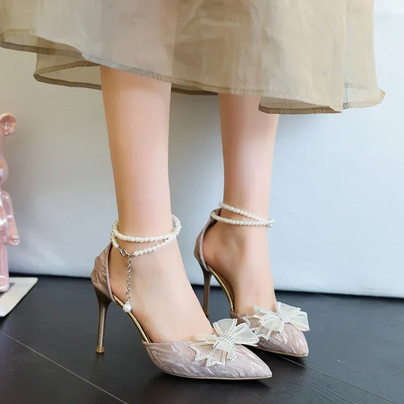 Zapatos tacón Alto Plateados Eleganantes para Mujer zapatos fiesta con tirantes en el tobillo БОЛЬШЕ Huślacha otoño