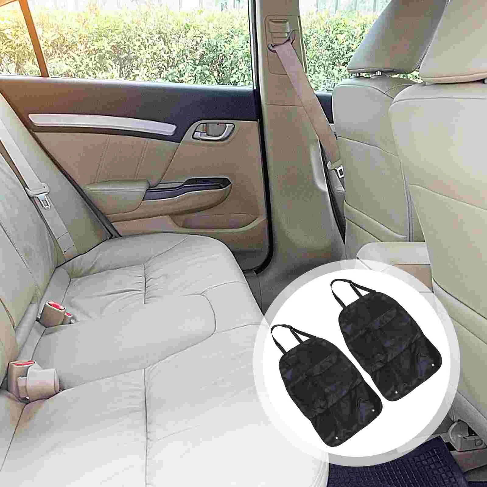 

2 Pcs Car Seat Hanging Bag Auto Storage Organizers Back 57X39cm Black Oxford Cloth Supplies