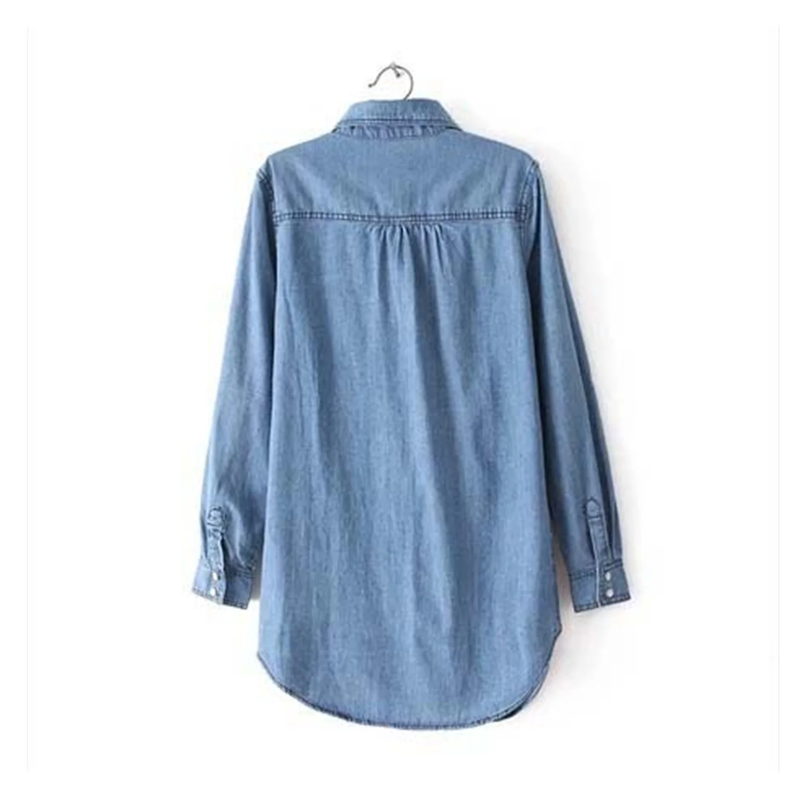 

2022NEW 2021 Autumn Female Denim Long Shirts Feminina Women Casual Cotton Jean Blouse Women's Tops Turn-down Pockets S-3XL