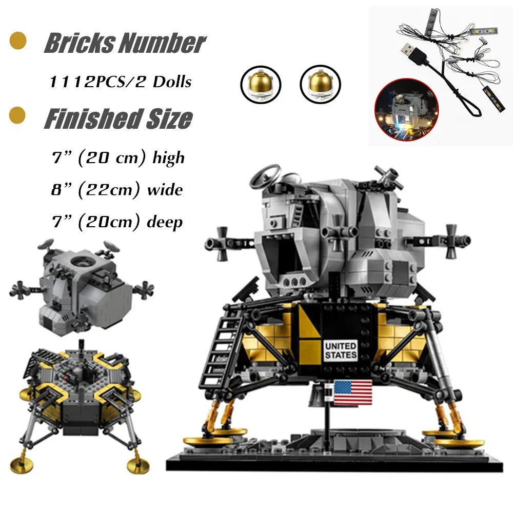 

USA NASAS APOLLO International Space Station 11 Lunar Moudle Lander Fit 10266 Building Block Bricks Kid Gift Toy Boys Set
