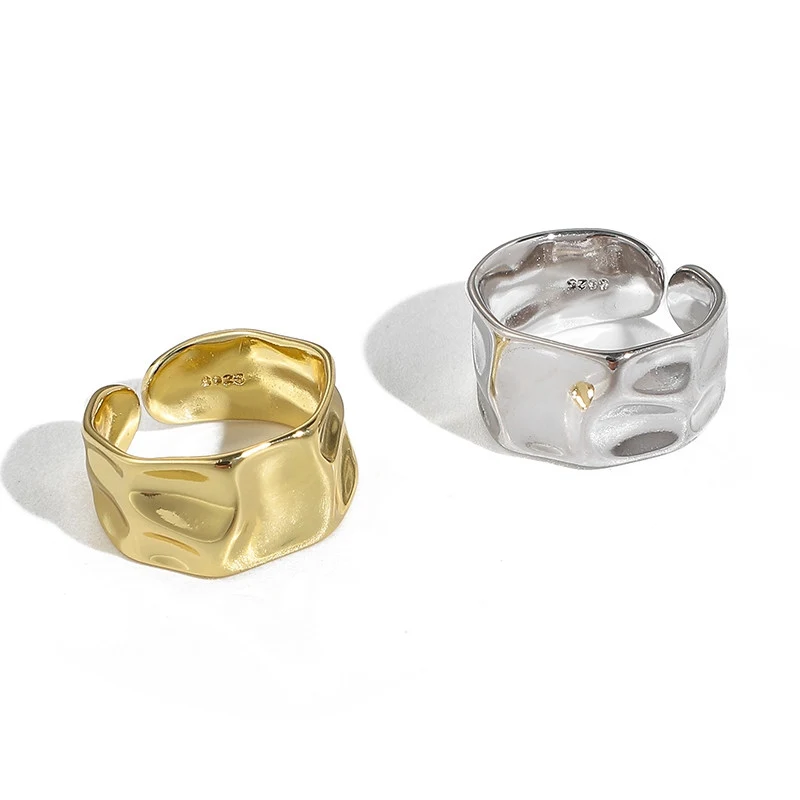 

Gold Silver Color Ring Width Open Finger Ring For Women Men Fashion Irregular Concave Convex