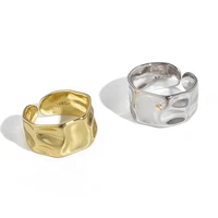 gold silver color ring width open finger ring for women men fashion irregular concave convex