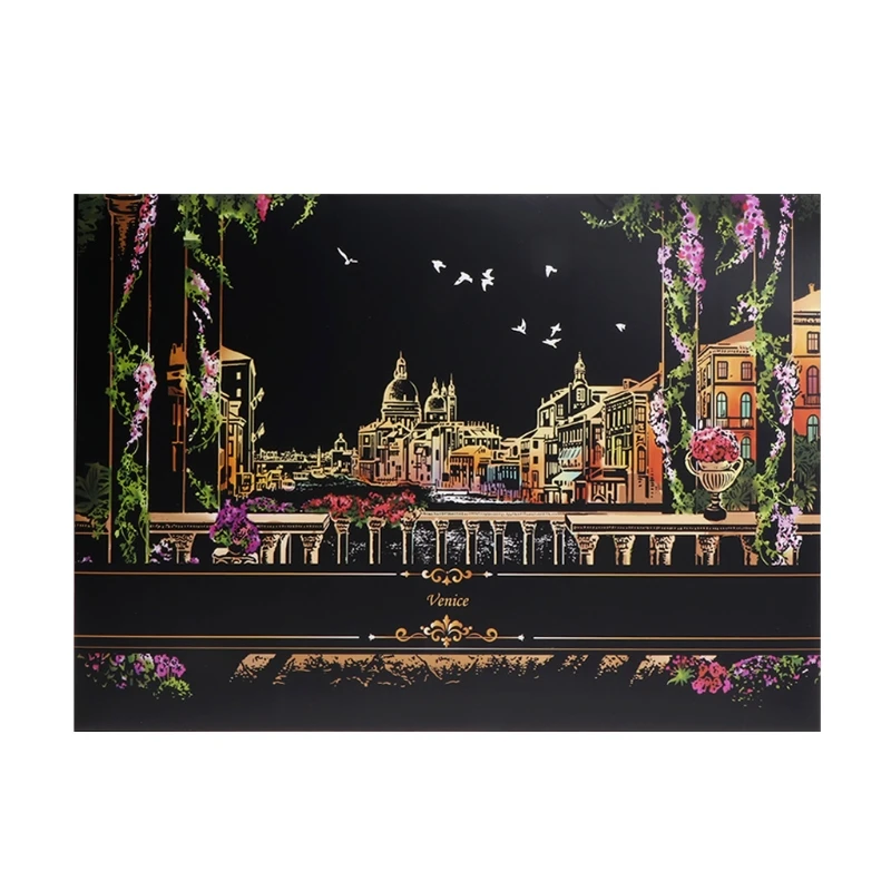 

2 Sheets Scratch Pictures Paper 41x29cm Creative Set Screen Postcard DIY Gifts