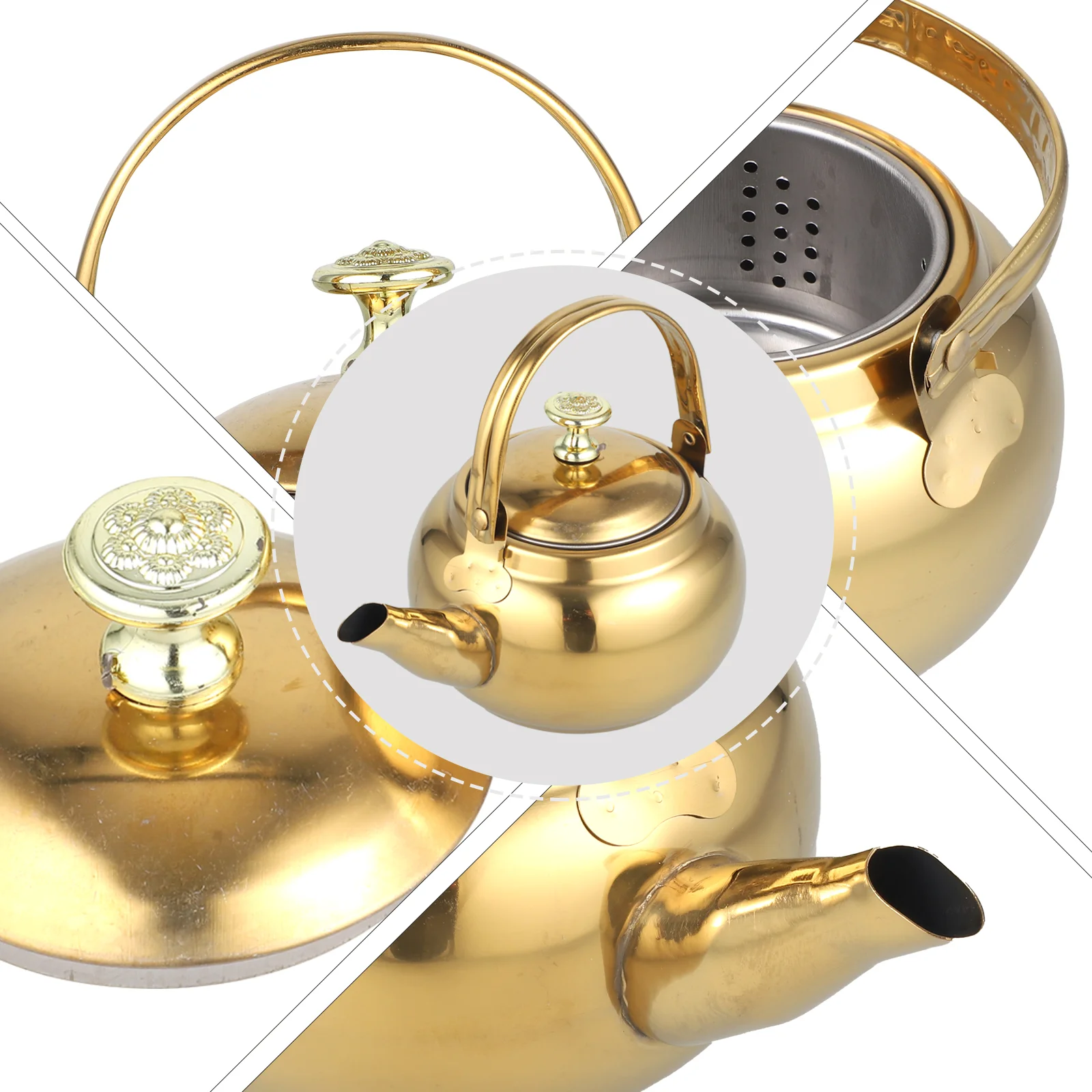 

Stainless Steel Water Jug Exquisite Pot Boiling Kettle 18x14.5cm Whistling Tea Golden Household Make