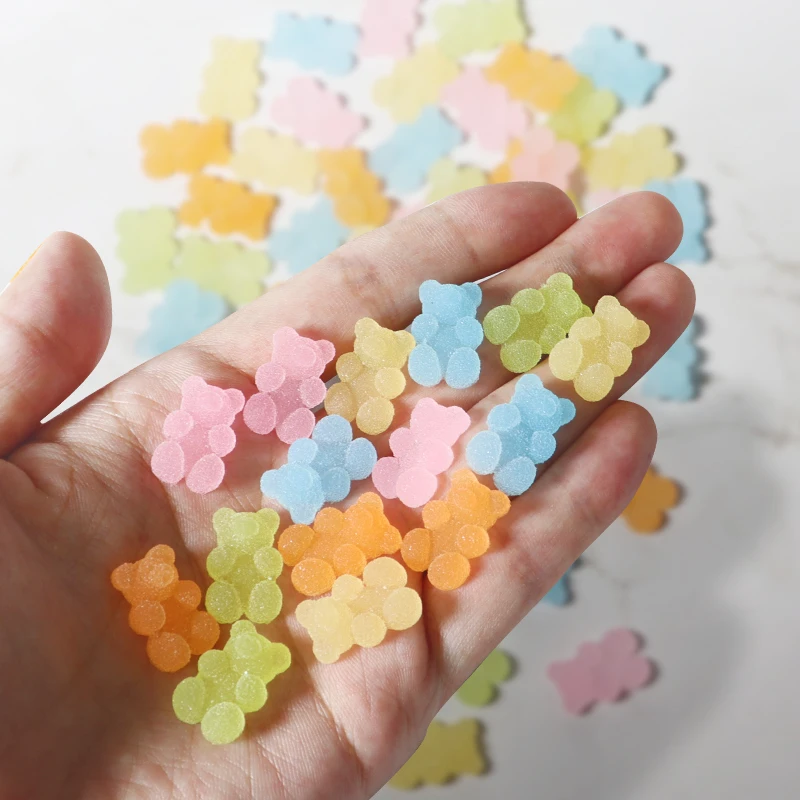 

10pcs Resin Filler Cute Bear Gummy Jewelry Candy Color Mini Epoxy Resin Accessories Pendant Keychains Hairpin DIY Crystal Crafts