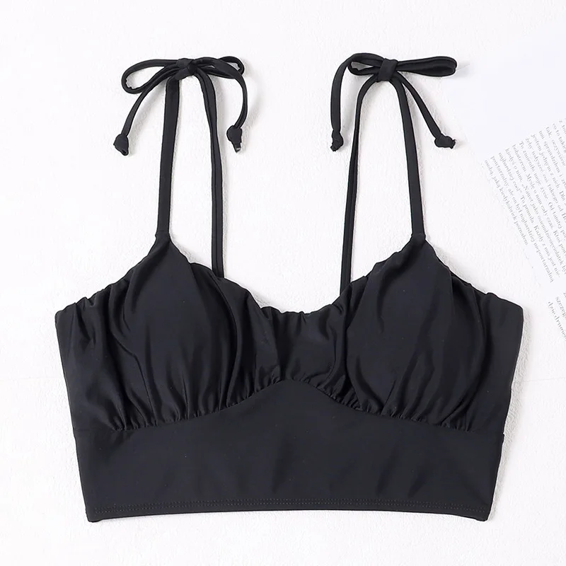 

Push Up Bikini Top Stylish Solid Black Women Swimsuit 2022 New Tops Swimwear Bathing Suit Briefs Sexy Brazilian Beach Summer