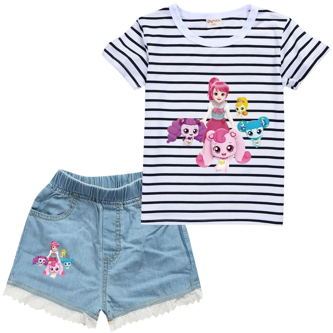 

Kawaii Children Summer T-shirts Suits Catch Teenieping Clothes Sets Toddler Girls Casual Sports Clothing Teenager Baby Boy 4-12Y