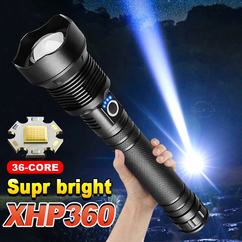 

Super XHP360 Led Flashlight Powerful Rechargeable Led Torch Usb Tactical Flash Light XHP199 Outdoor Lamp Camping Hunting Lantern