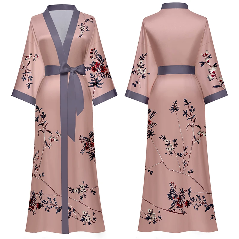 Silk Satin Wedding Bride Bridesmaid Robe Floral Bathrobe Short Kimono Robe Night Robe Bath Robe Fashion Dressing Gown For Women