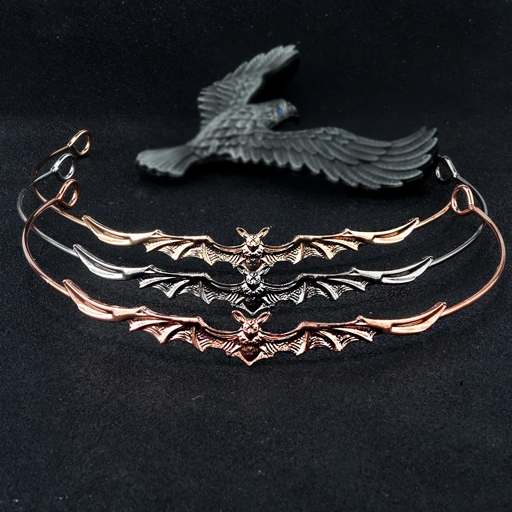

Hallowmas Baroque Punk Metal Bat Shape Bridal Tiaras headband Wedding Hair Accessories Vintage Alloy Pageant Headpiece