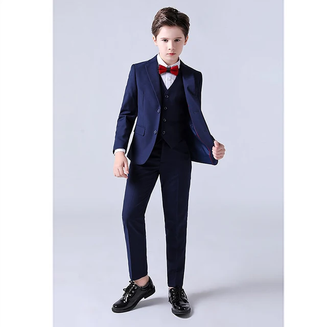 Spring Big Boys Top Quality Plaid Wedding Suit Teenager Kid Formal Tuxedo Bowtie Dress Children Blazer Party Performance Costume 2