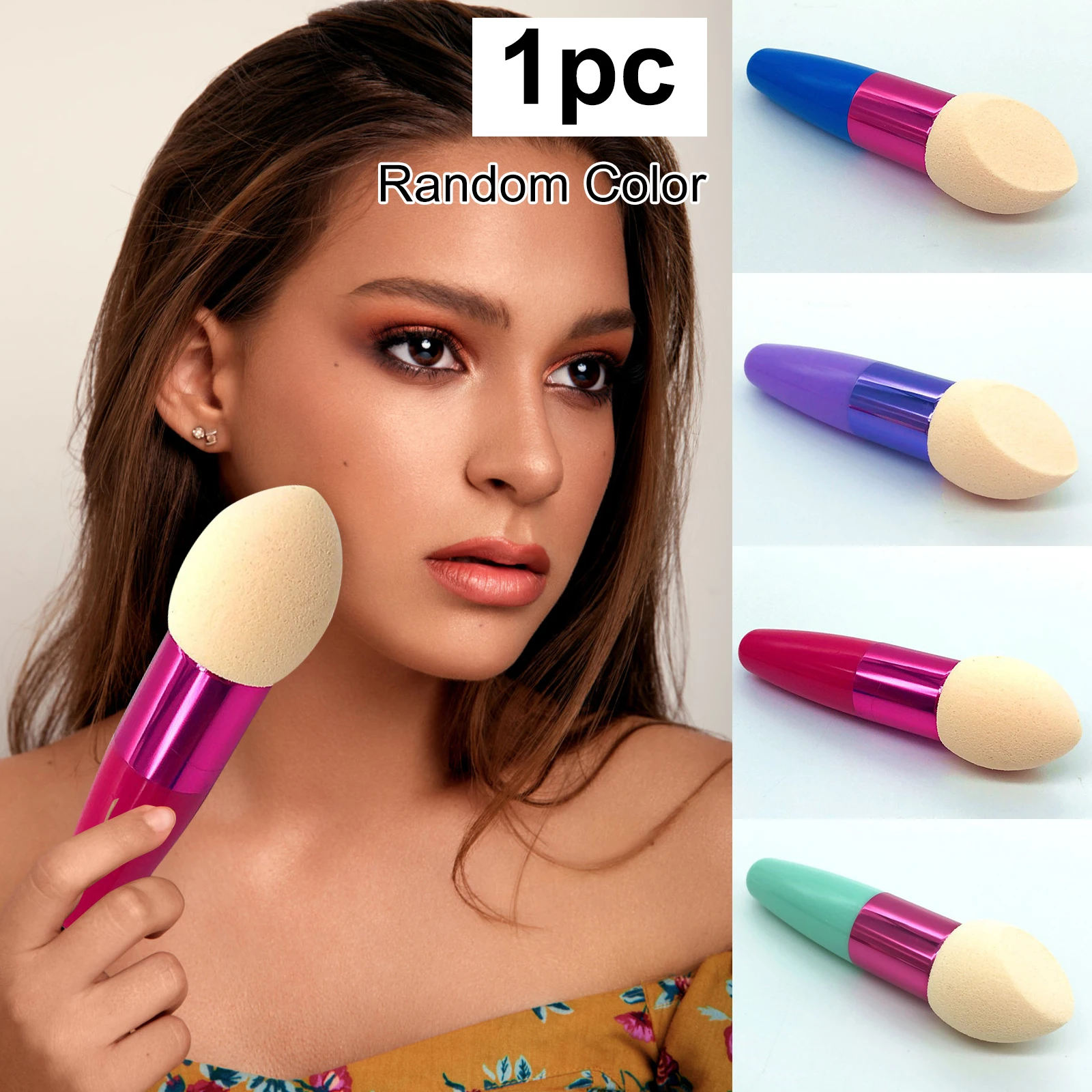 

1PC Random Color Fashion Colorful Soft Makeup Brushes Beveled Sponge Foundation Handle Puff Smooth Concealer Brush Makeup Tools