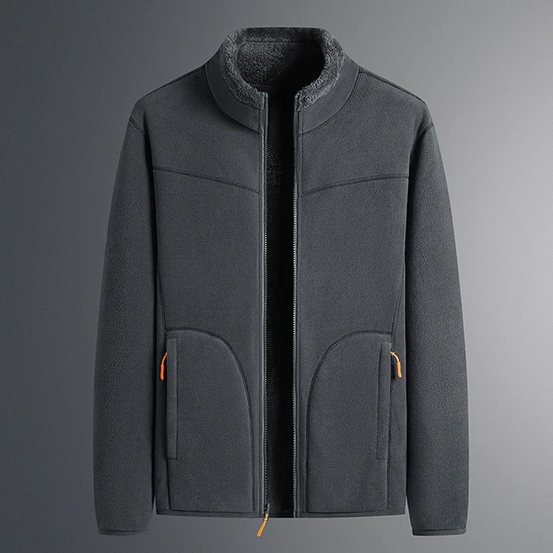 

Флисовая двухсторонняя Мужская куртка, повседневный классический свитшот, теплая плотная куртка, пальто, модная одежда большого размера на осень и зиму