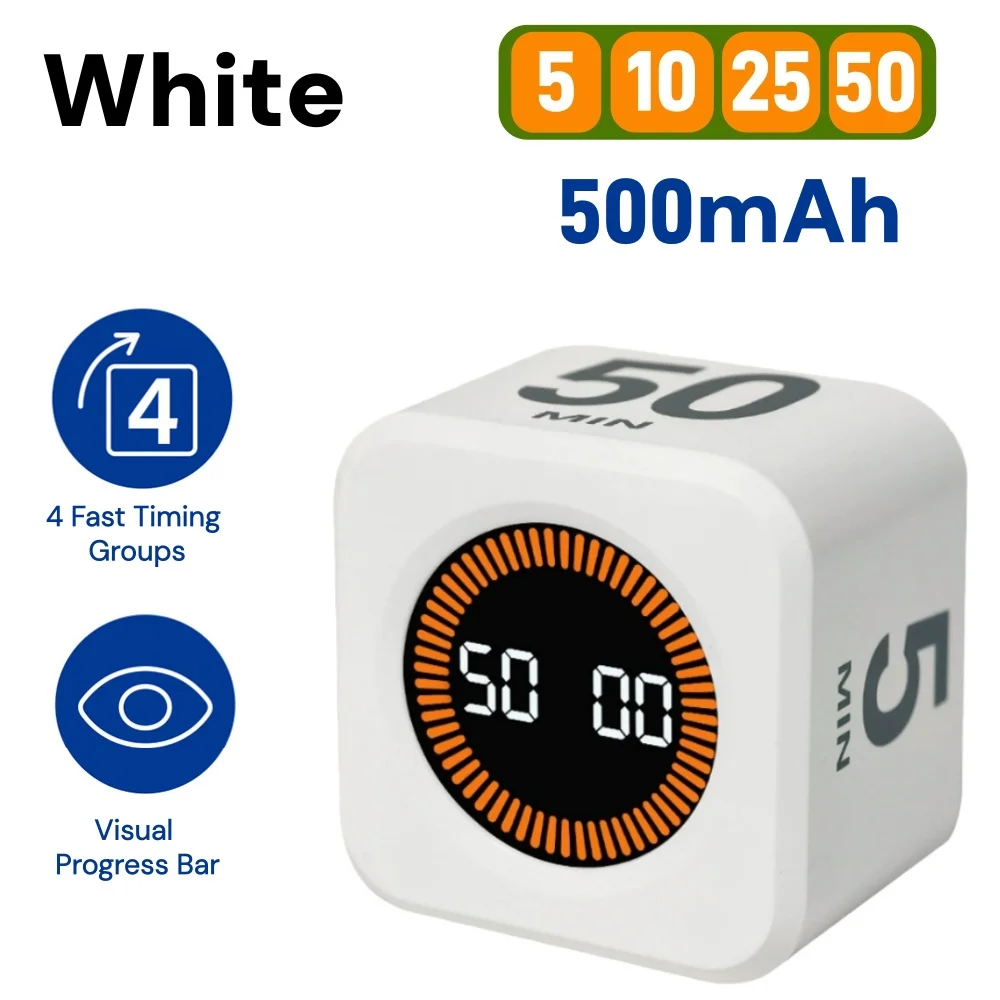 

Цифровой Таймер Помодоро, Бесшумный Кухонный Таймер-яйцекулер Из Экологичного Меламина Для Учебы, Душа, Приготовления Пищи