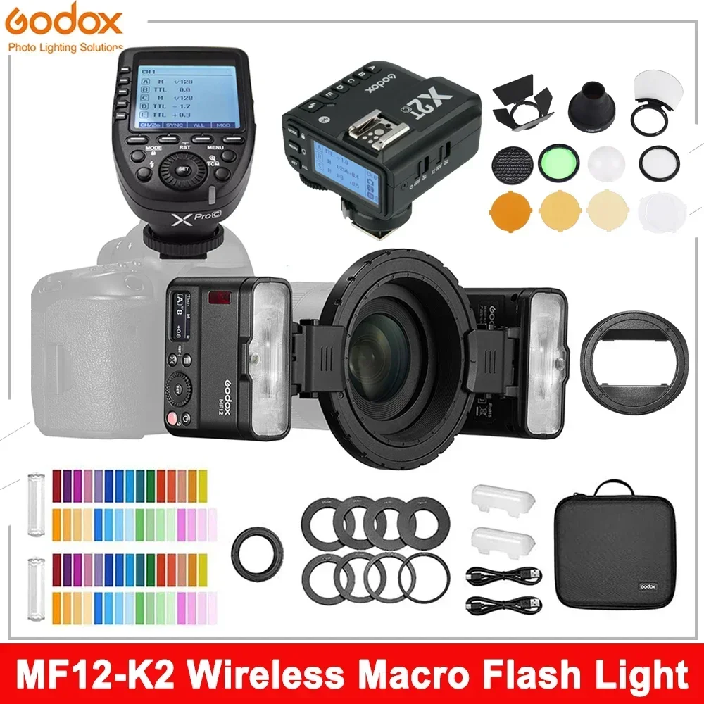 Фото Godox MF12 MF12-K2 Flash TTL Macro Speedlite Flash 2,4 ГГц с беспроводным управлением Speedlight для Sony Canon Nikon Fuji Olympus Pentax №1