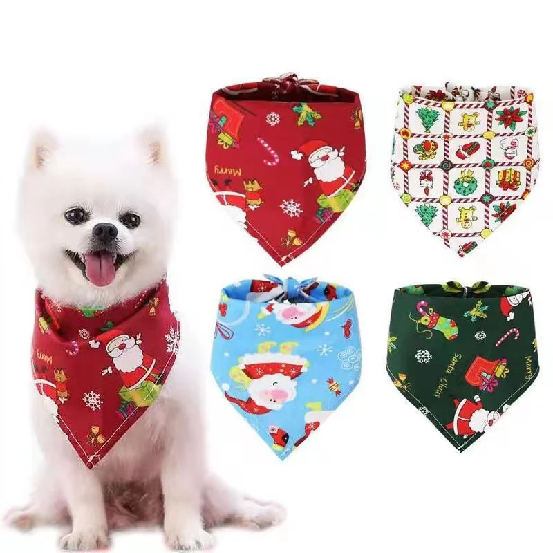 

Pet ties dog Triangle scarf Washable Bandanas cats dogs Christmas Bibs collar for Small Dog cat pet Accessories