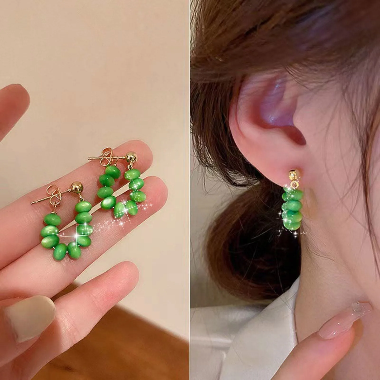 

Green Opal Earrings Design Sense High End Small Fragrance Earrings Female 2022 Earrings Earrings Studs