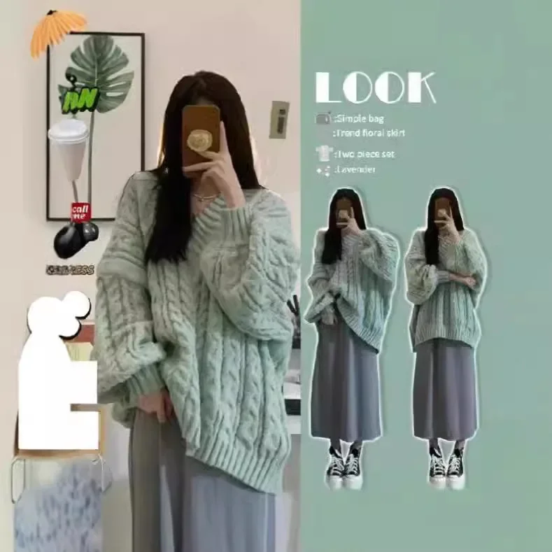 Женский модный серый зимний свитер свободного покроя с v-образным вырезом